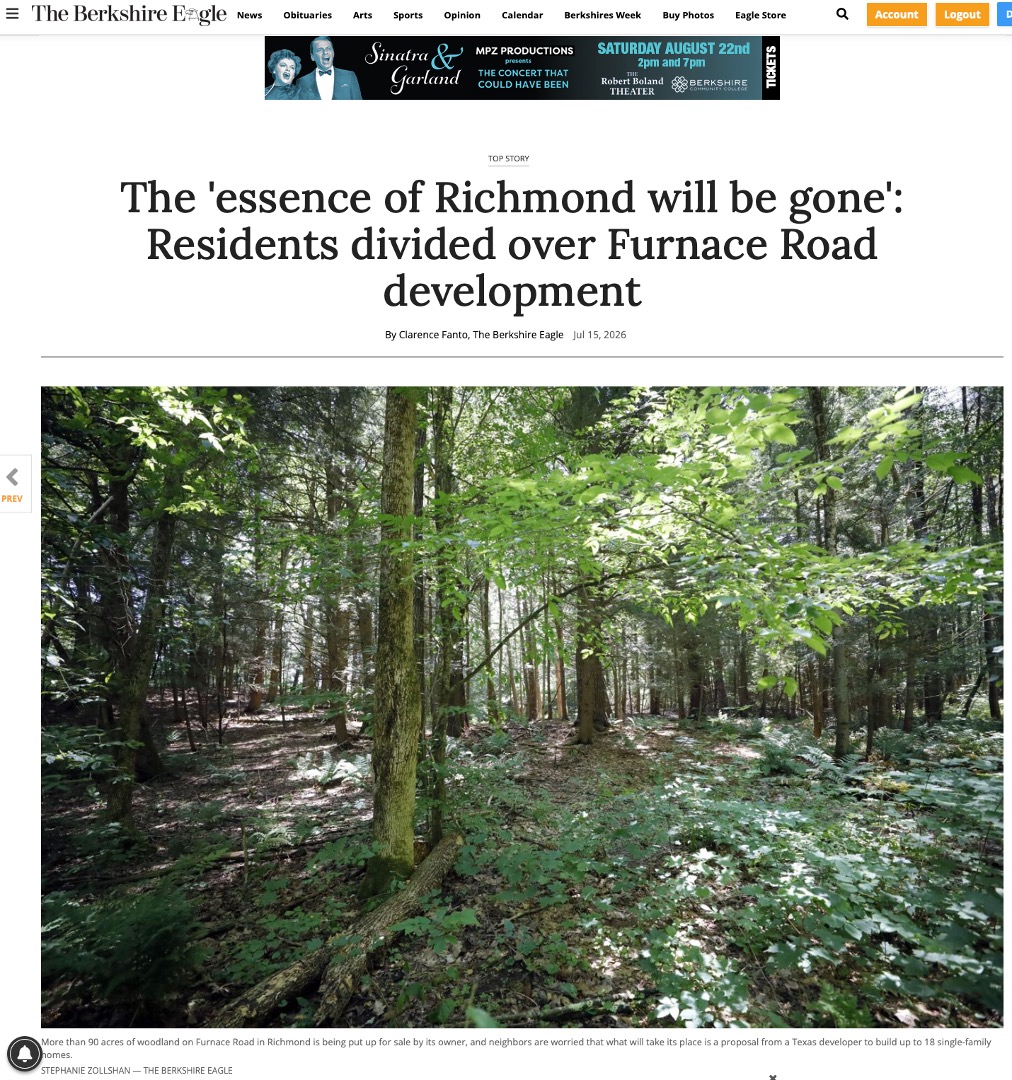The Berkshire Eagle Coverage of Richmond Woodland Transaction on Furnace Road