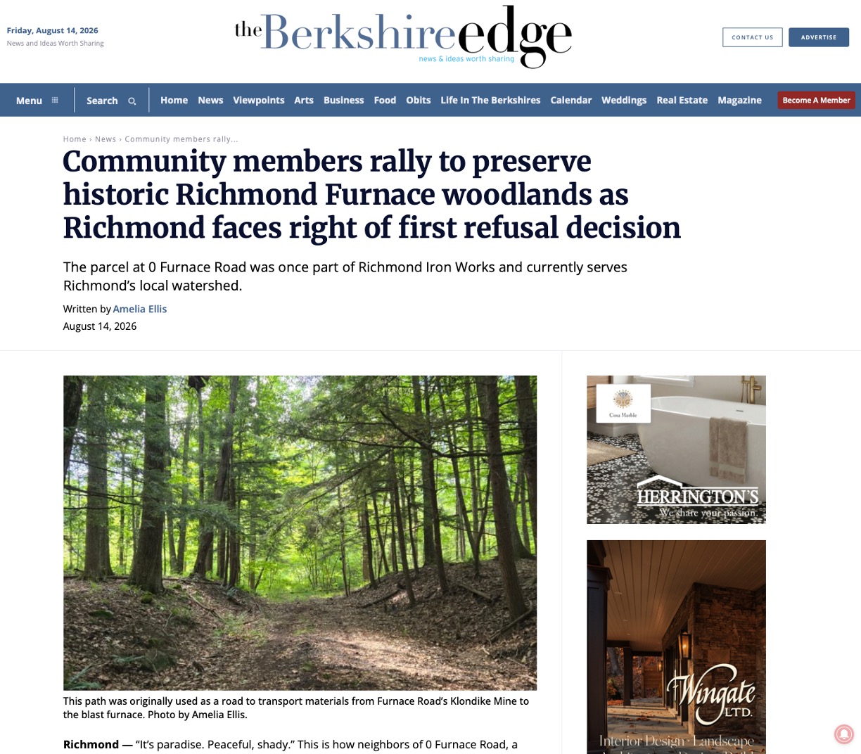 The Berkshire Edge Coverage of Richmond Furnace Road Hearing Continuation